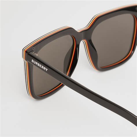 burberry icon stripe detail square frame sunglasses|Icon Stripe Detail Square Frame Sunglasses in Black .